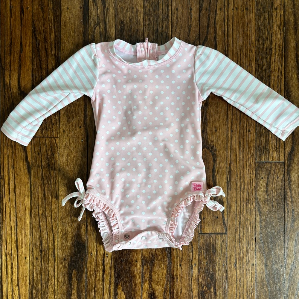 Baby Ruffle Butts Pink Polka Dot Long-Sleeve One-Piece